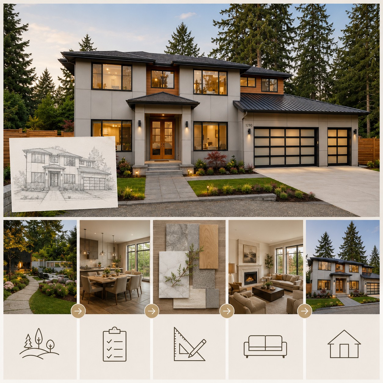 Curated custom home plan adaptable to lot and lifestyle priorities.