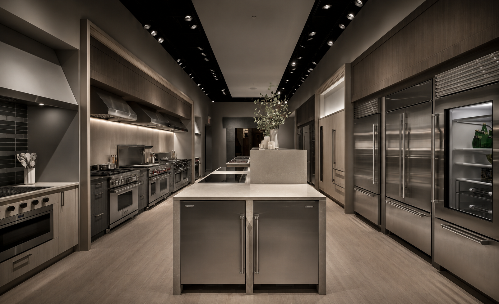 Modern luxury kitchen with premium appliances and large island