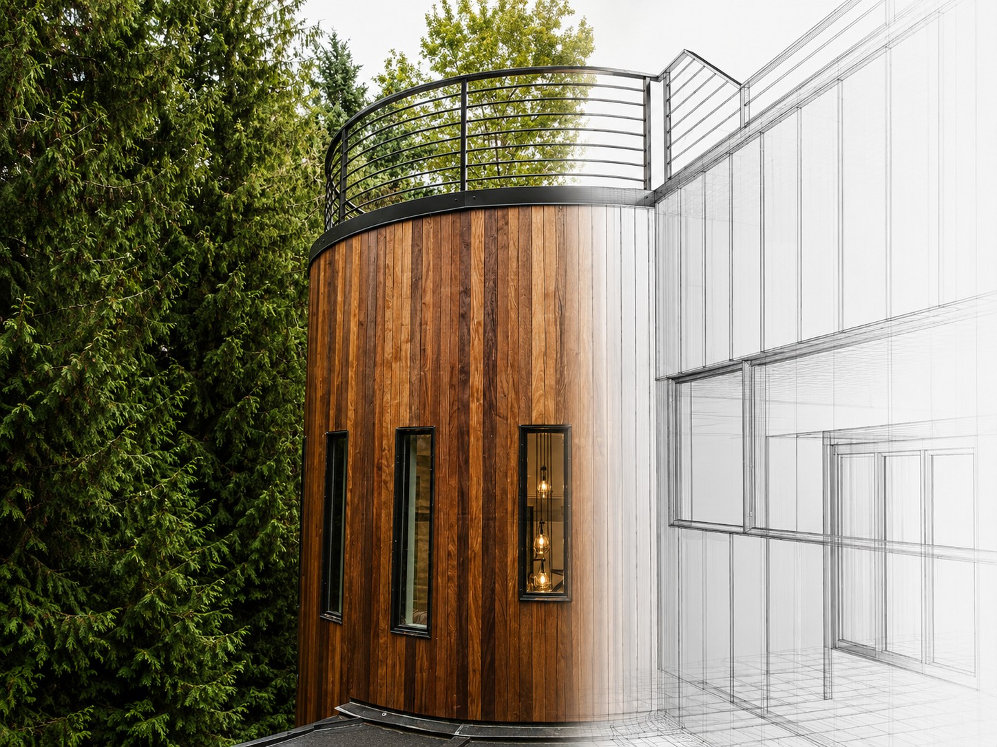 Finished custom home exterior with landscaping on Mercer Island