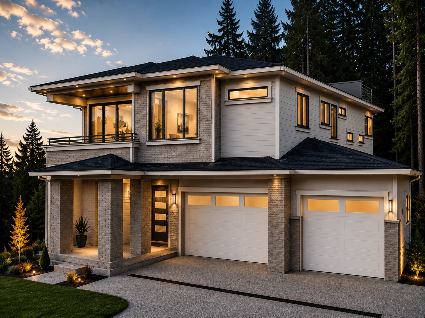 Custom home in Issaquah with surrounding trees and hills