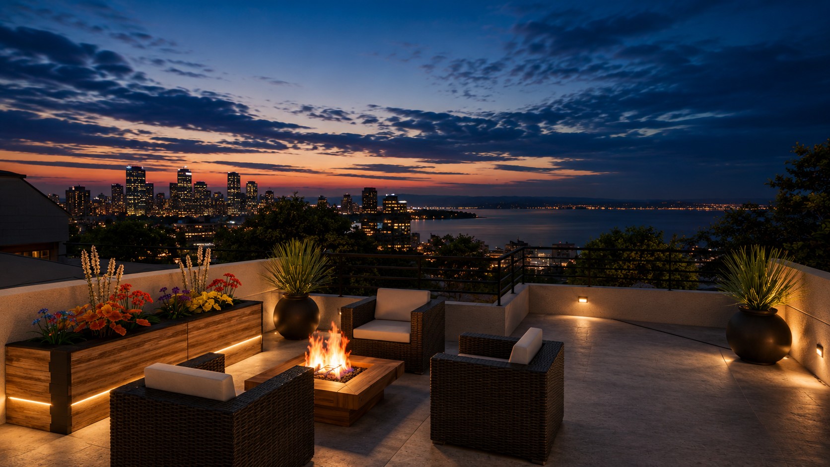 Modern luxury custom home in Seattle, WA with city and water views