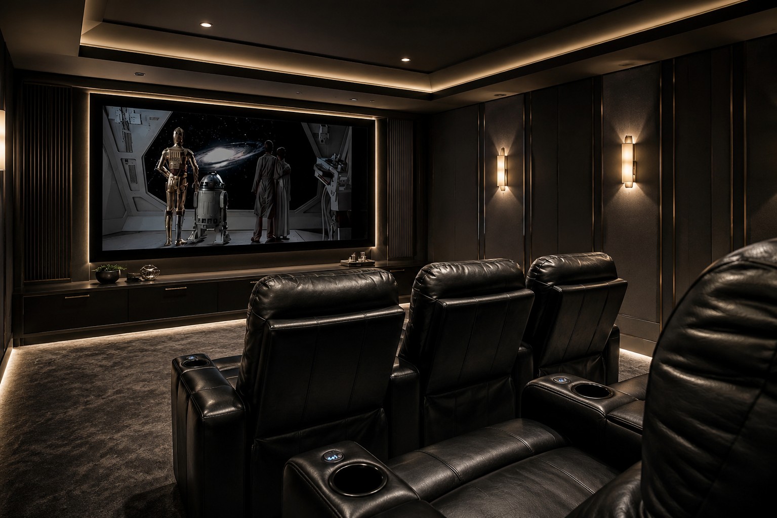 Modern living room showcasing integrated smart lighting and technology